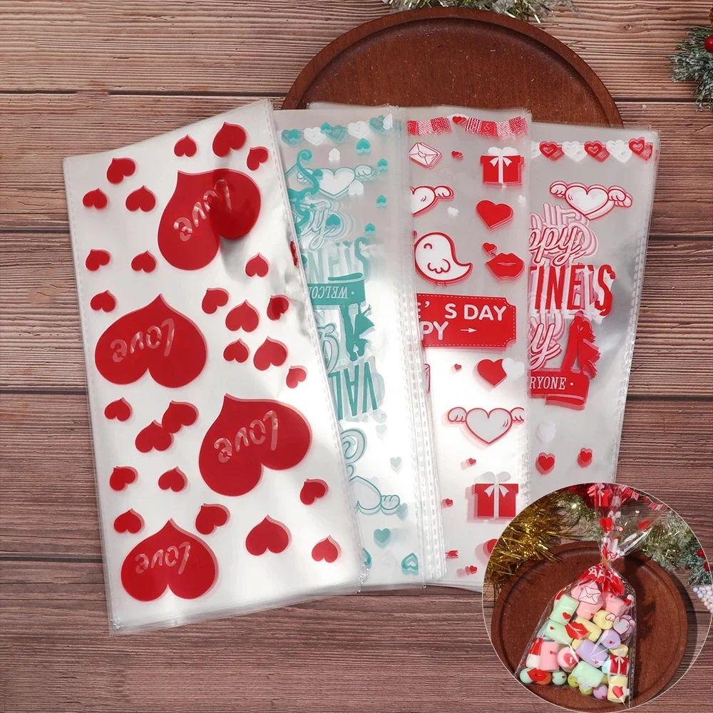 

50pcs Plastic Bags for Treat Candy Cookie Valentine's Day Party Favor Bags, for Bakery, Chocolate,Snack Wrapping,Wedding