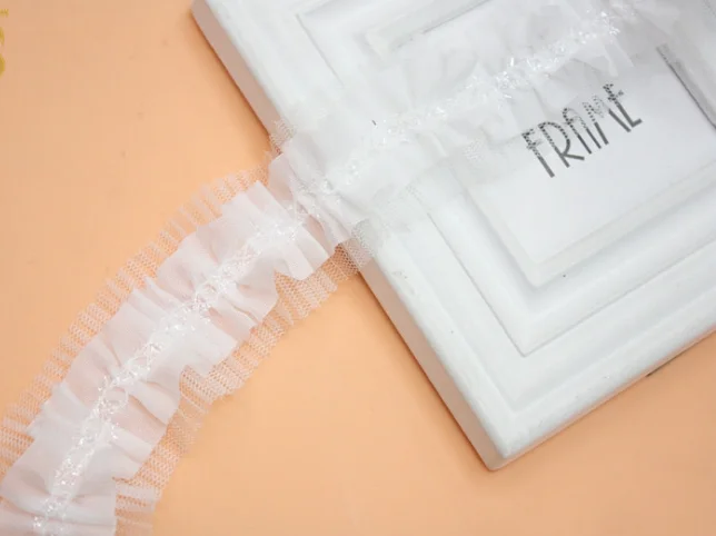 40 ярдов 5 см белого цвета и слоновой кости с кружевами рюшами обрезанная лента