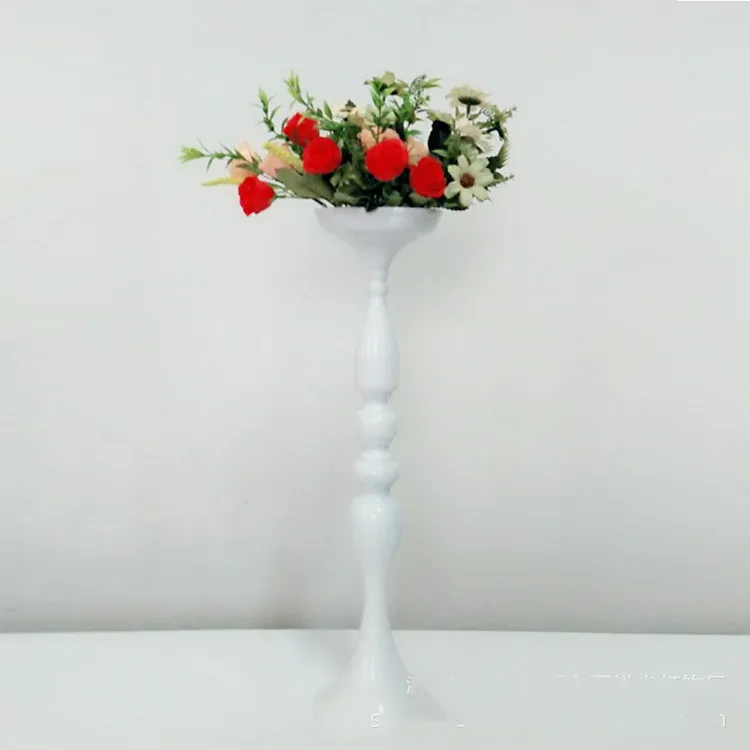 white 49cm Металлические подсвечники, цветы, ваза-подсвечник, Центральные элементы, дорожные свинцовые канделябры, центральные украшения для свадьбы, рождественские украшения - Цвет: white 49cm
