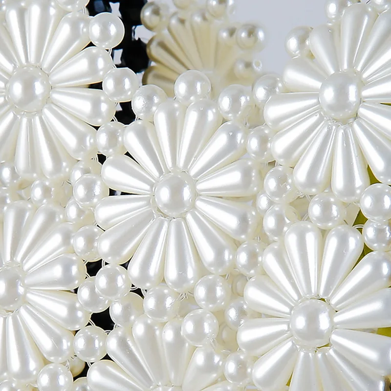 

Pearl hand-woven beaded handbags Women Lady Vintage Flowers Pattern Purses Travel Holiday Summer Beach Bag mini Evening Bag