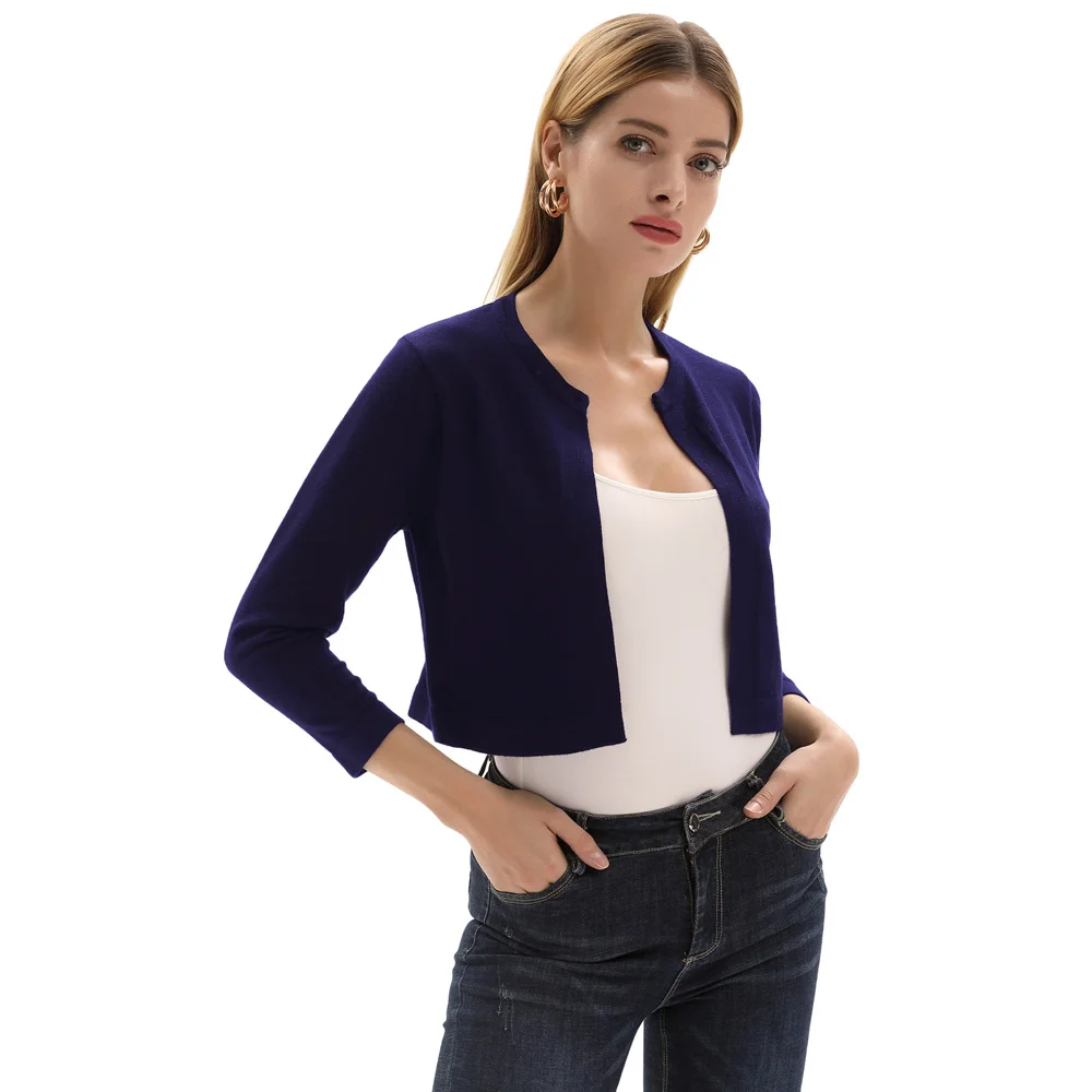 Grace Karin Женская удобная куртка 3/4 рукав вырез лодочкой укороченный трикотаж