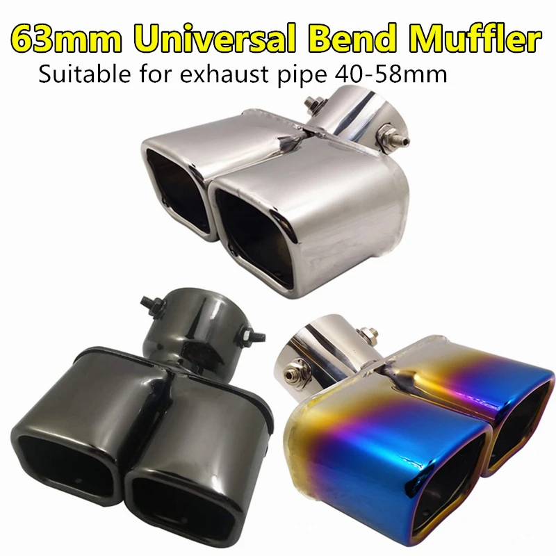 

Universal 63mm Diameter Bend Muffler Stainless Steel Car Exhaust System Tip Pipe Modified Parts For Ix35 Decorate Car-styling