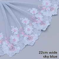 hot sale sky blue mesh embroidery tulle lace doll dress skirt sewing clothing fabric home textile curtain trim hem decoration