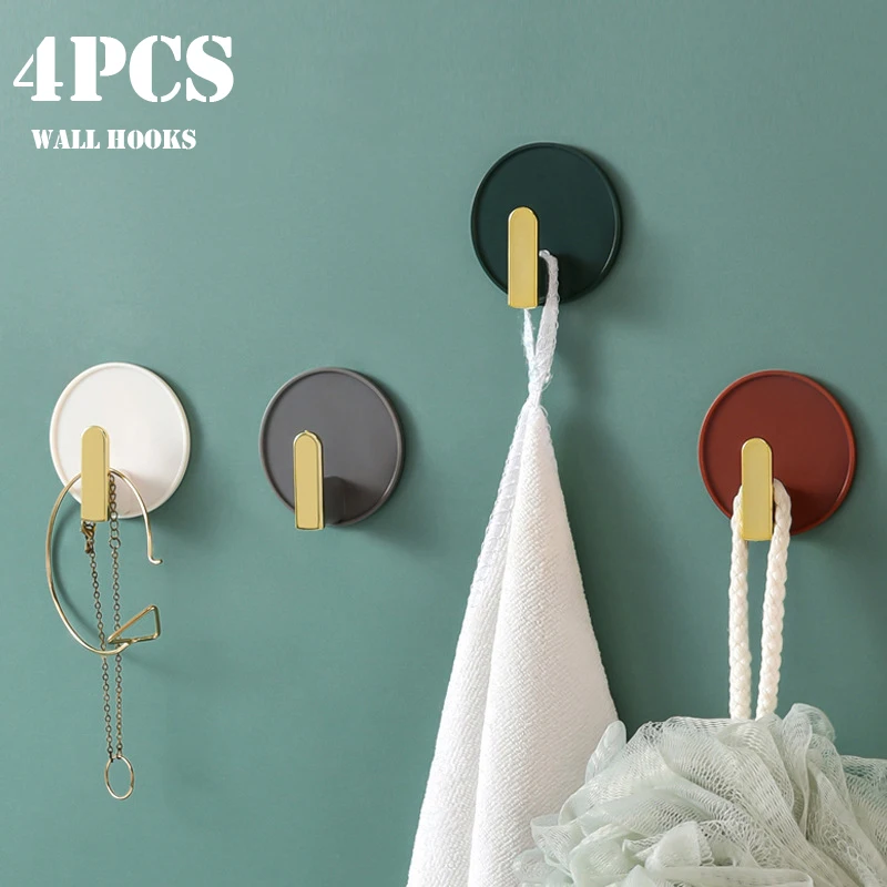 

4Pcs/Set Strong Self Adhesive Wall Hooks For Hanging Home Key Jewelry Clothes Hanger Hook Multipurpose Hook For Kitchen Bathroom