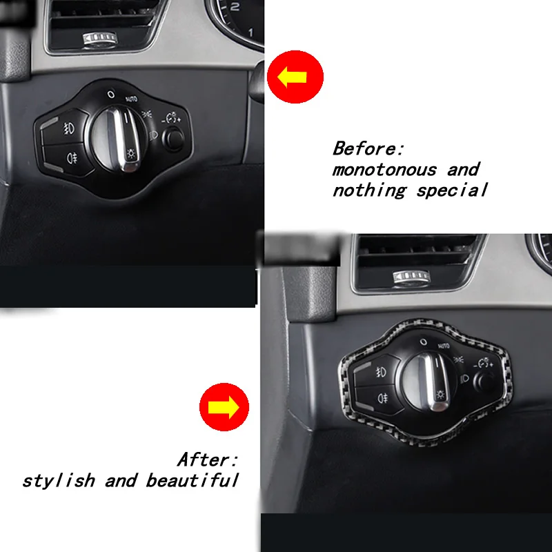 

for 09-16 Audi A4L/A5 headlight switch bright strips New Q5 modified interior carbon fiber button decorative frame stickers