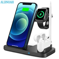 4 in 1 wireless charger stand 15w qi fast charging dock station for apple watch iwatch 6 5 airpods pro for iphone 12 11 xs xr 8