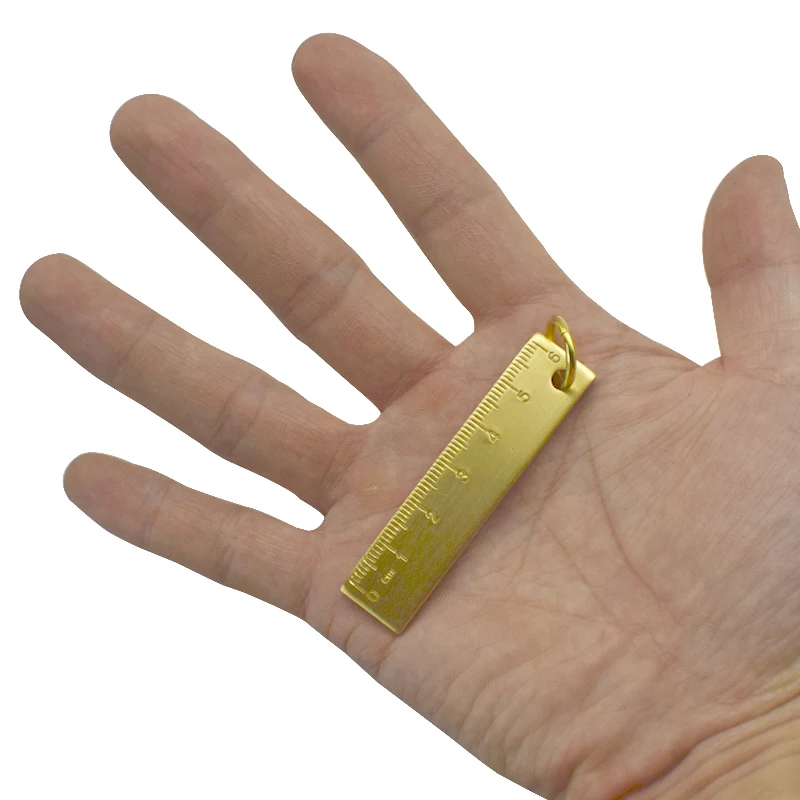 Мини Портативный из желтой латуни линейка с повесить в винтажном стиле