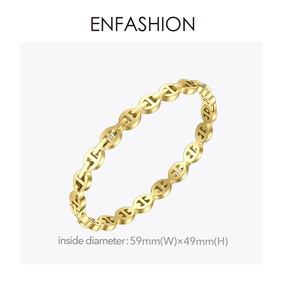 ENFASHION панковские геометрические полые браслеты-манжеты для женщин, золотой цвет, браслет из нержавеющей стали, модное ювелирное изделие, подарки B192058