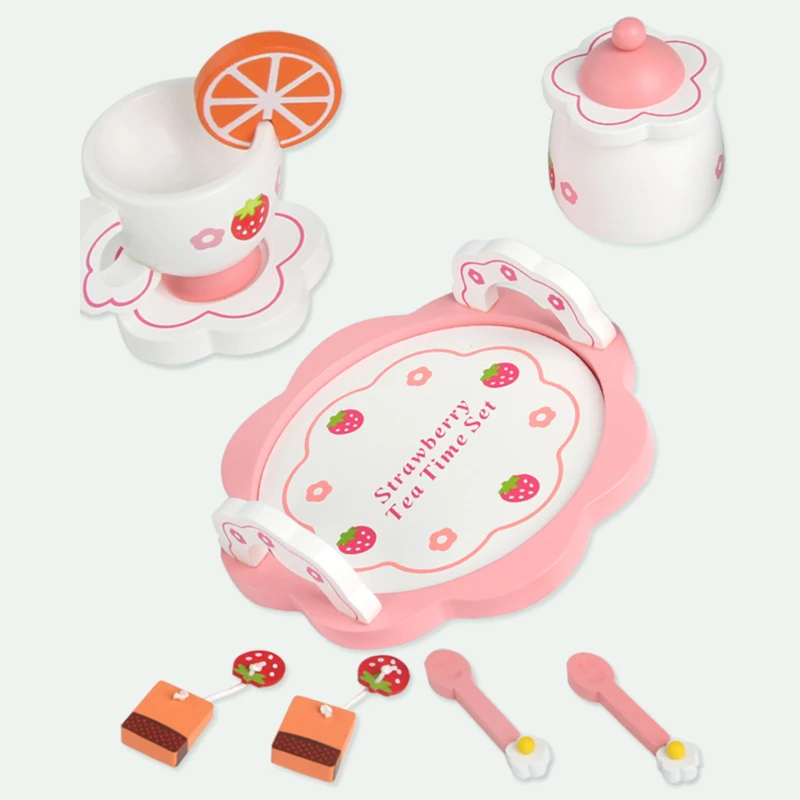 Игрушки для девочек имитирующие деревянные кухонные игрушки розовый чайный