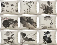 flower painting case home cushion linen art cover sofa cotton 18 decor pillow