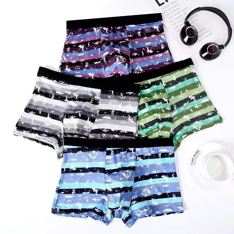 Трусы-боксеры мужские 8 шт./лот дышащие шорты со средней талией из мягкой ткани с