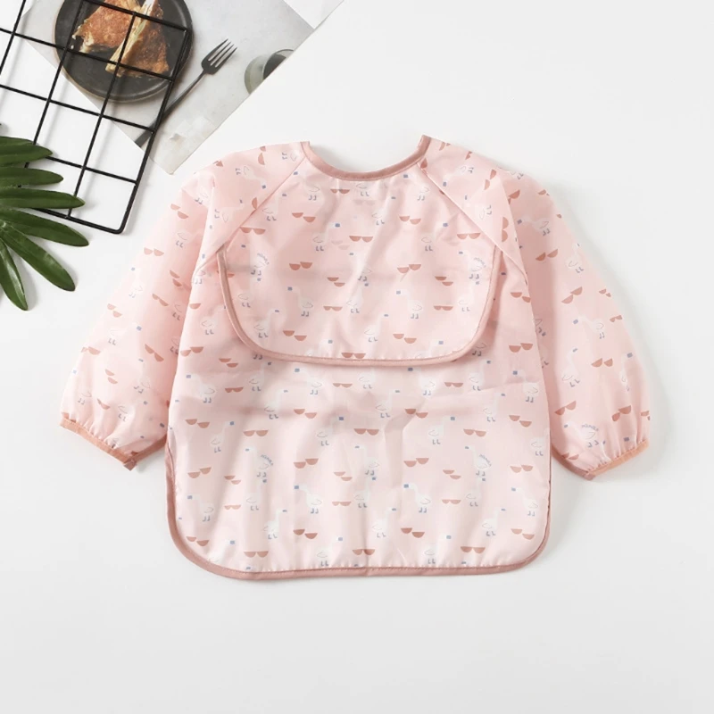 

Baby Kids Toddler Long Sleeve Scarf Waterproof Art Smock Feeding Bib Apron Pocket Infant Boys Girls Burp Cloth