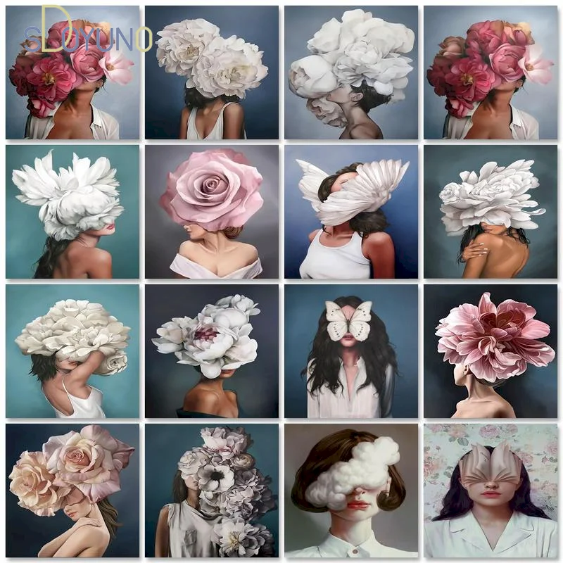 

SDOYUNO Diamond Embroidery Women Mosaic Kits Diamond Painting Rhinestone Full Square Drill Portrait Cross Stitch Diamond Handicr