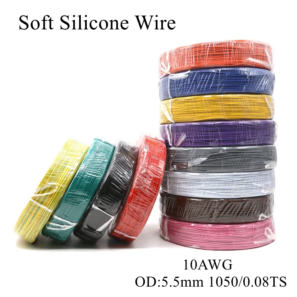 1 м/лот 10AWG Силиконовый Электронный провод UL3239 Ультра гибкая тестовая линия силикагелевый кабель высокотемпературные провода мягкая луженая медь