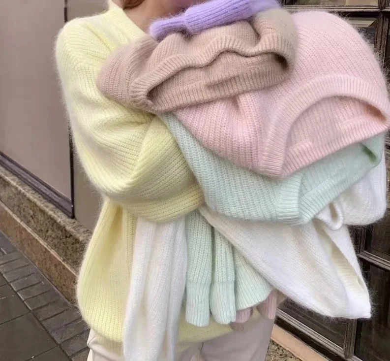 

Новинка 2021, мягкие свободные женские зимние белые однотонные пуловеры, теплая Базовая Трикотажная одежда, джемпер, Новинка