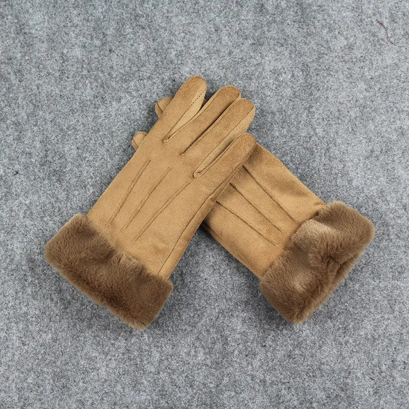 Новинка зимние замшевые перчатки женские кожаные с контактным экраном осенние