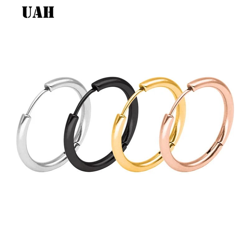 Женские серьги кольца UAH золотистая/Серебристая/розовое золото/черная круглая