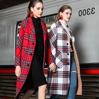 women s winter coat red scotland plaid double sided wool cashmere outwear 2019 autumn plus size ladies overcoats free ship