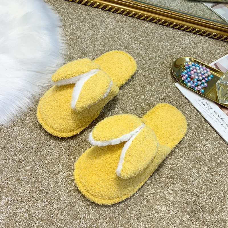 Новинка женские тапочки зимняя обувь милые домашние на плоской подошве теплые