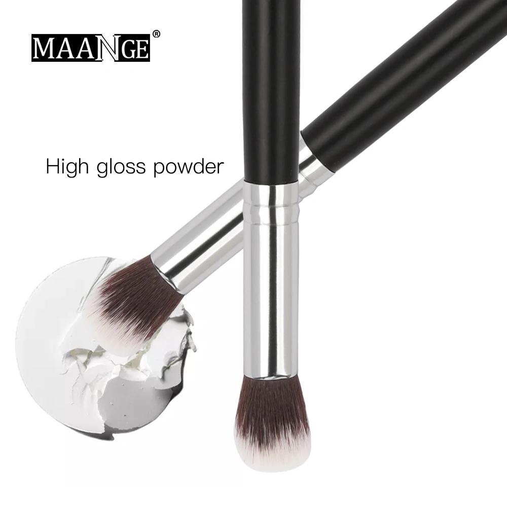 2 Pcs MAANGE, 1 шт., синтетические волосы, деревянная ручка, макияж для лица, хайлайтер, кисть для смешивания, кисть для румян, кисть для консилера, красота - Handle Color: 2 Pcs