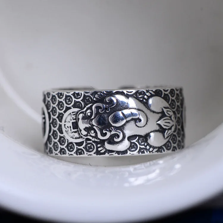 Мужское и женское серебряное кольцо S999 с сутрой буддистского сердца