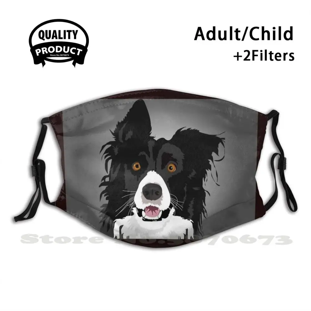 

Who Me! Face Mask With Filter Border Collie Dogs Canine Cute Pets Funny