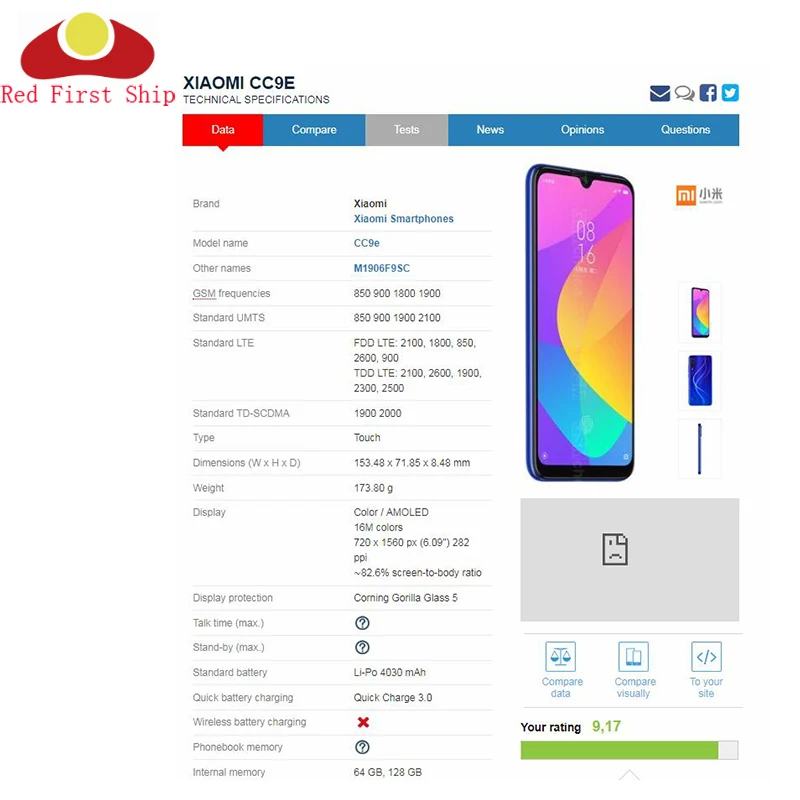 Сменные стеклянные линзы для Xiaomi MI CC9E A3