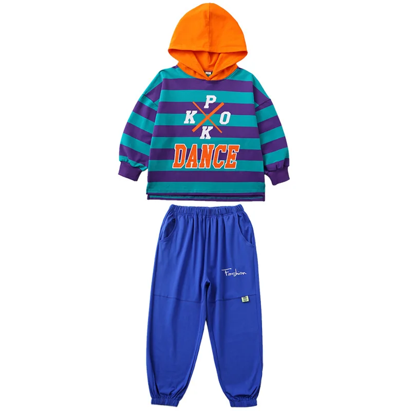 

Kid Hip Hop Clothing Stripe Hoodie Sweatshirt Oversized Shirt Top Loose Streetwear Pants for Girl Boy Jazz Dance Costume Clothes