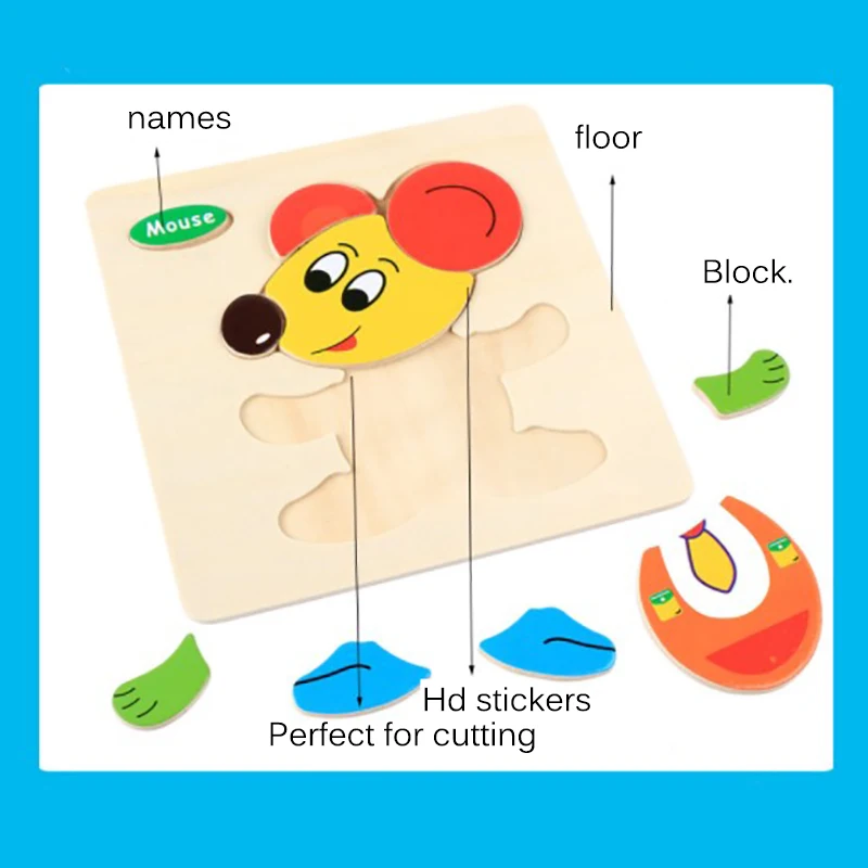 Baby Wooden Puzzle Toys Developing Educational Puzzle Kids Toys Game Animal Cartoon Gift
