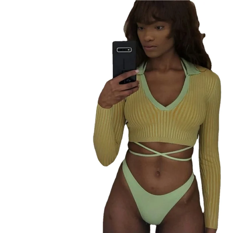 

Свитер женский зеленый, в европейском и американском стиле, W55, осень 2021