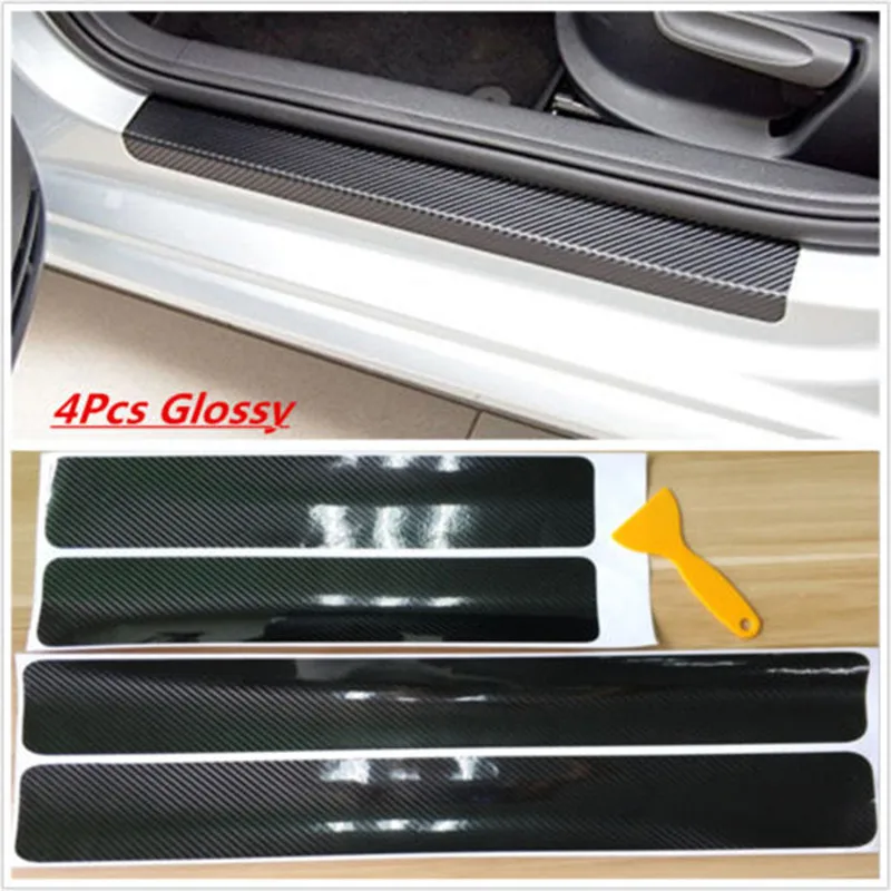 4pcs 4 шт./5 шт., автомобильные защитные накладки, наклейки на пороги, накладка на пороги, защита от царапин, накладки на пороги, задний бампер, 3D углеродное волокно - Цвет: 4pcs