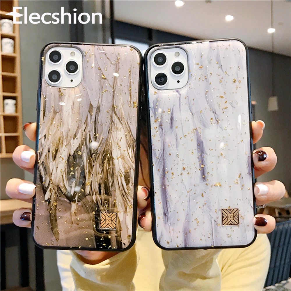 Черный золотой фольгированный чехол для телефона iphone 11 Pro Max 7 XR X 8 Plus блестящий 6s XS