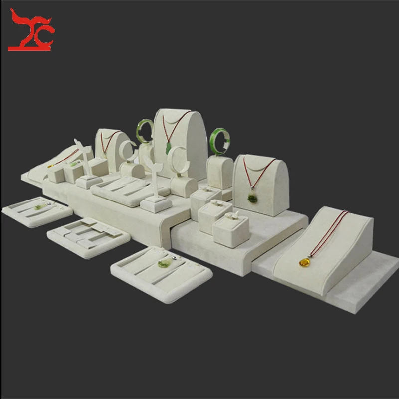 Витрина для ювелирных изделий бежевый Бархатный Деревянный Органайзер с