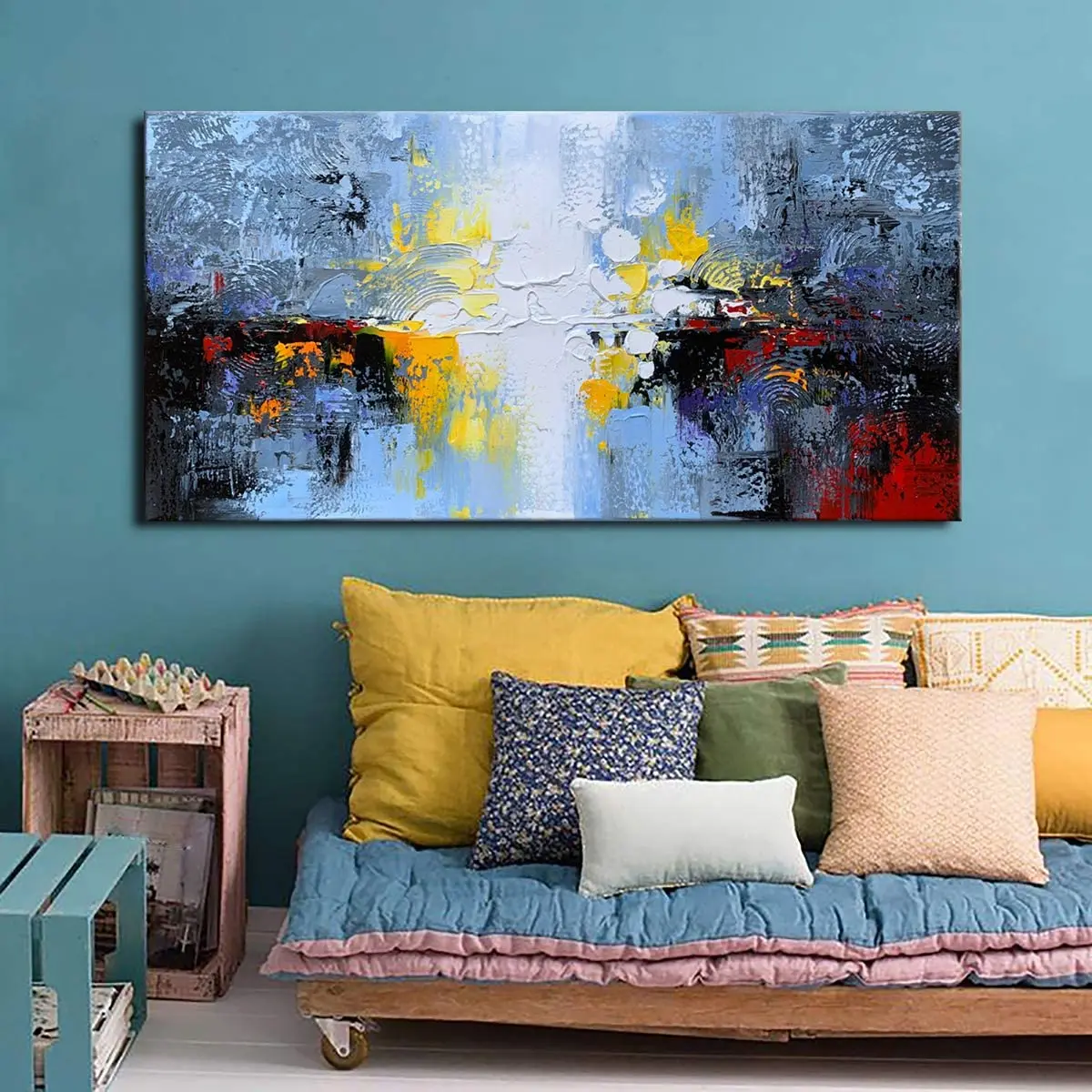 

Textured Oil Painting On Canvas Modern Abstract Art For Wall Decor