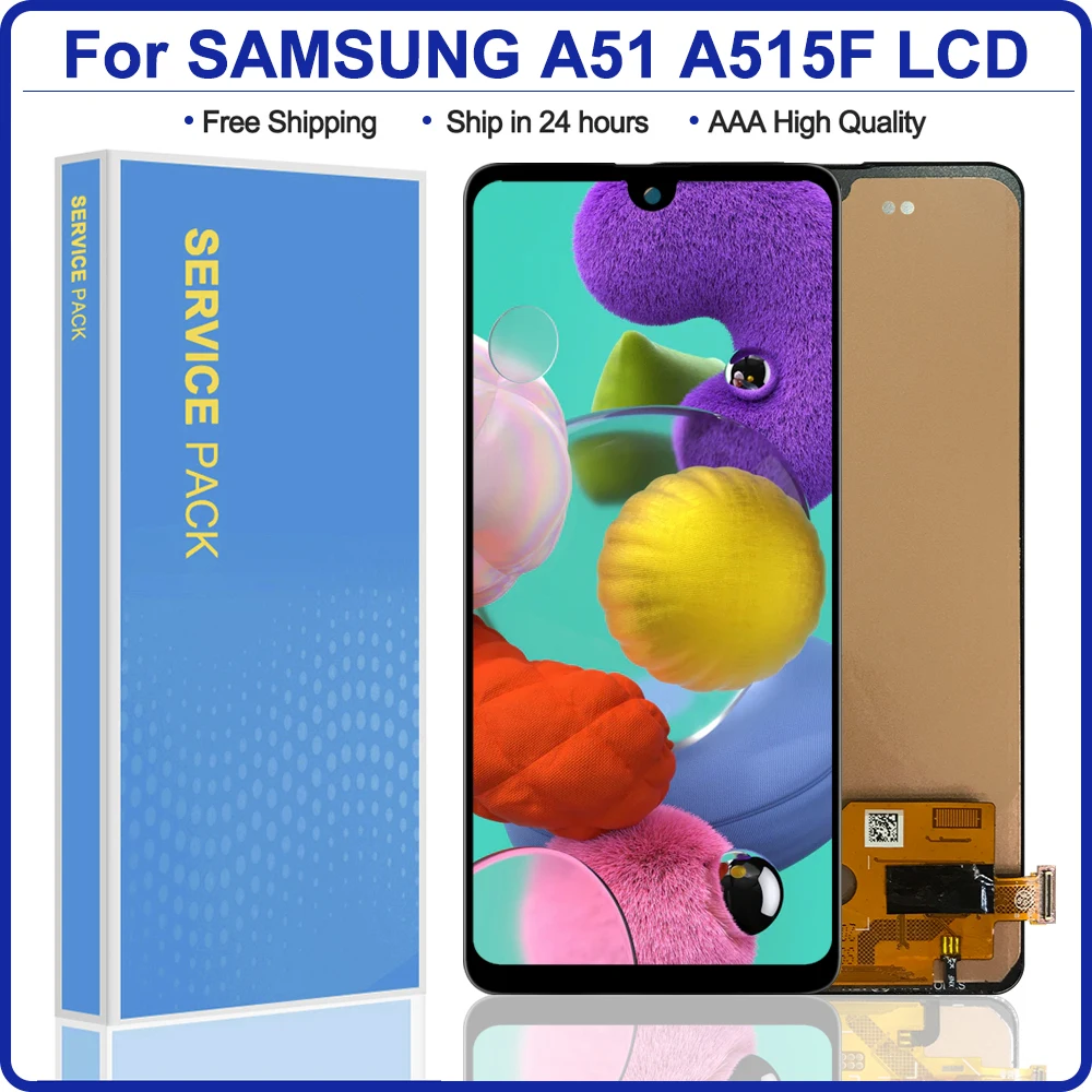 Дисплей A515 для Samsung Galaxy A51 LCD A515F A515F/DS A515FD ЖК сенсорный экран дигитайзер в сборе