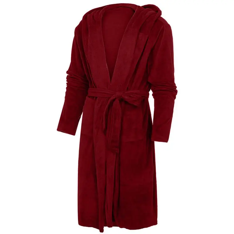 

Women Flannel Hooded Long Sleeve Solid Bathrobes