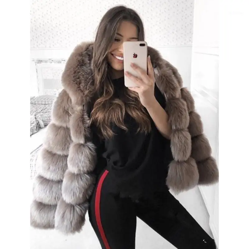 

Women's Faux Fur Coat Plus Size Coat Women Winter Hooded Thick Warm Jacket Coats Fluffy Hoodie Outwear Elegant Overwear