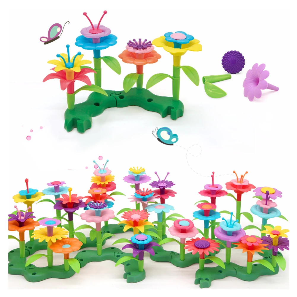 46pcs Flower Arrangement For Kids Learning DIY Toddler Fun Educational Children Assemble Toy Colorful Growing Playset Craft | Игрушки и