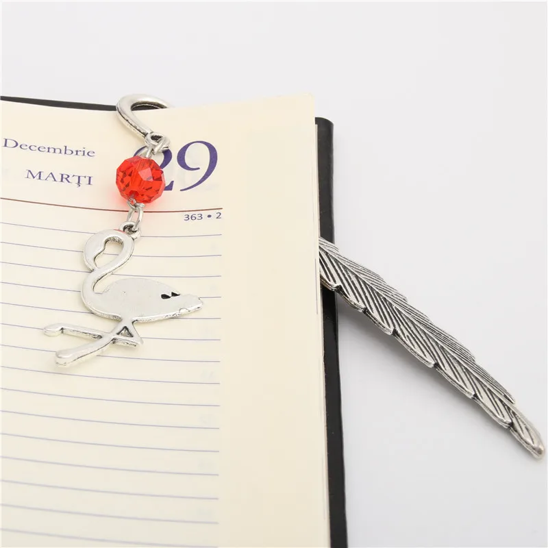 1 шт. Серебряная цветная Закладка в виде фламинго Веселые животные Амулеты с