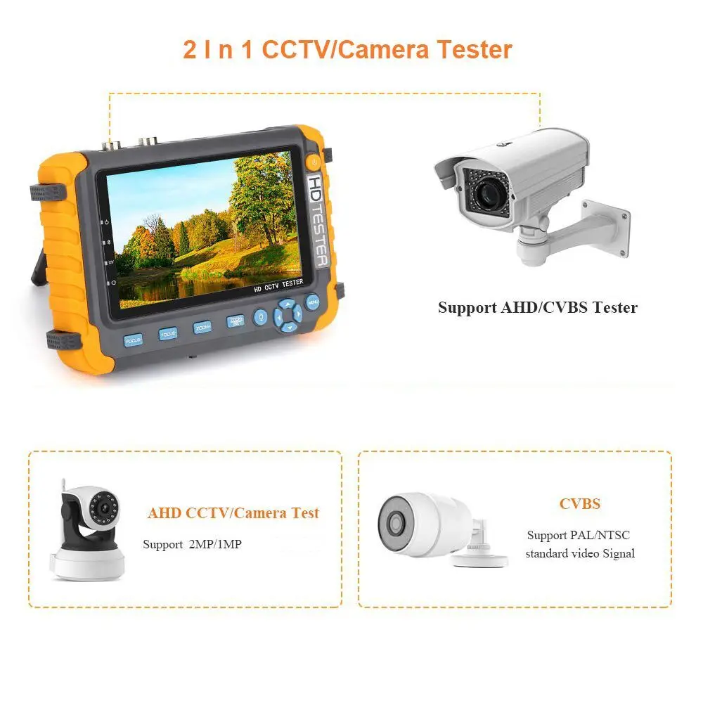 Pegatah 8MP CCTV тестер 5 дюймов портативный мини монитор безопасности камера AHD CVBS cctv