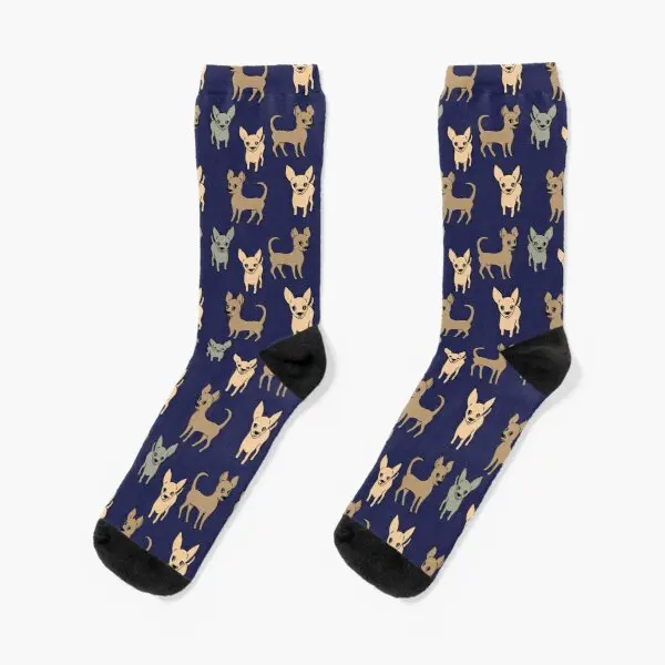 

Chihuahua Chihuahuas Navy Blue Crew Socks Black Best Ankle Mens Knee High Women