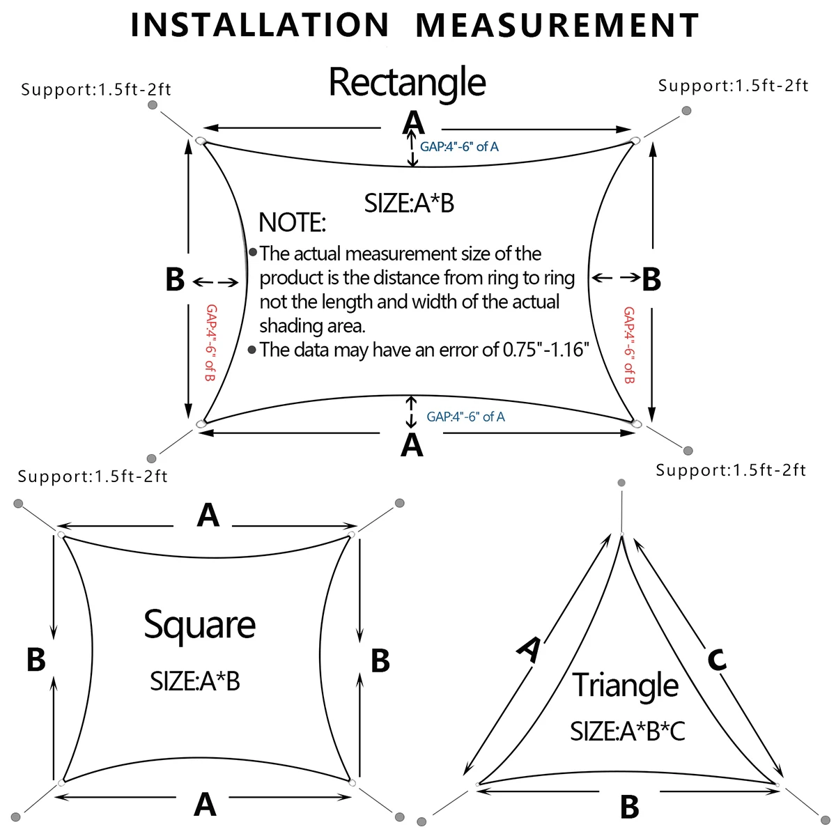 

Rectangle Square 420d Oxford Fabric Shade Sail Garden Terrace Sunshade Camping Shade Sail Pergola Awning For Balcony Carport