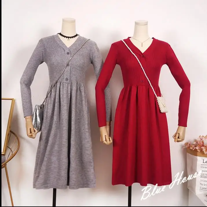 Вязаные платья свитера женские зимние с длинным рукавом вязаные длинные