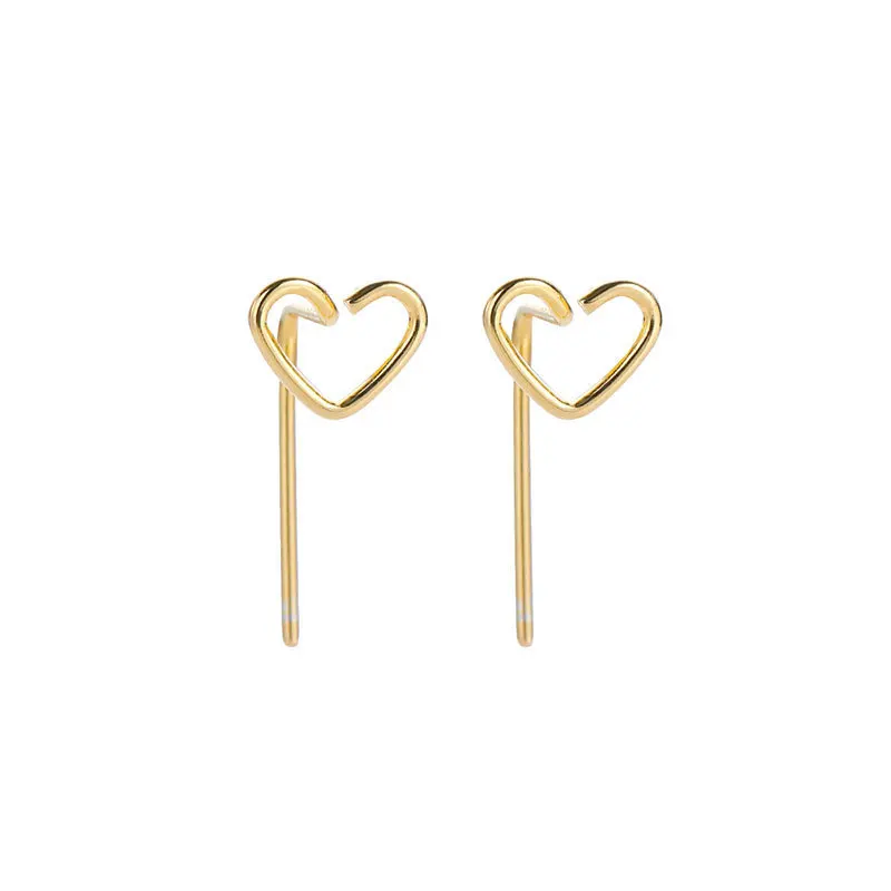 

SIPENGJEL Fashion Minimalism Heart Earrings geometric metal Love Heart Studs Earrings For Women Simple Jewelry 2021