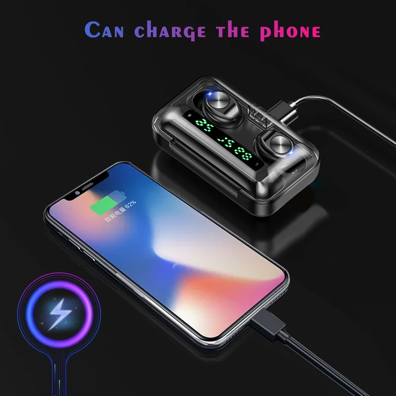 F9-9 TWS Wireless Bluetooth Earphone Stereo Airbuds with Mic LED Display Sport Gaming Headset Headphones With Power Bank | Электроника