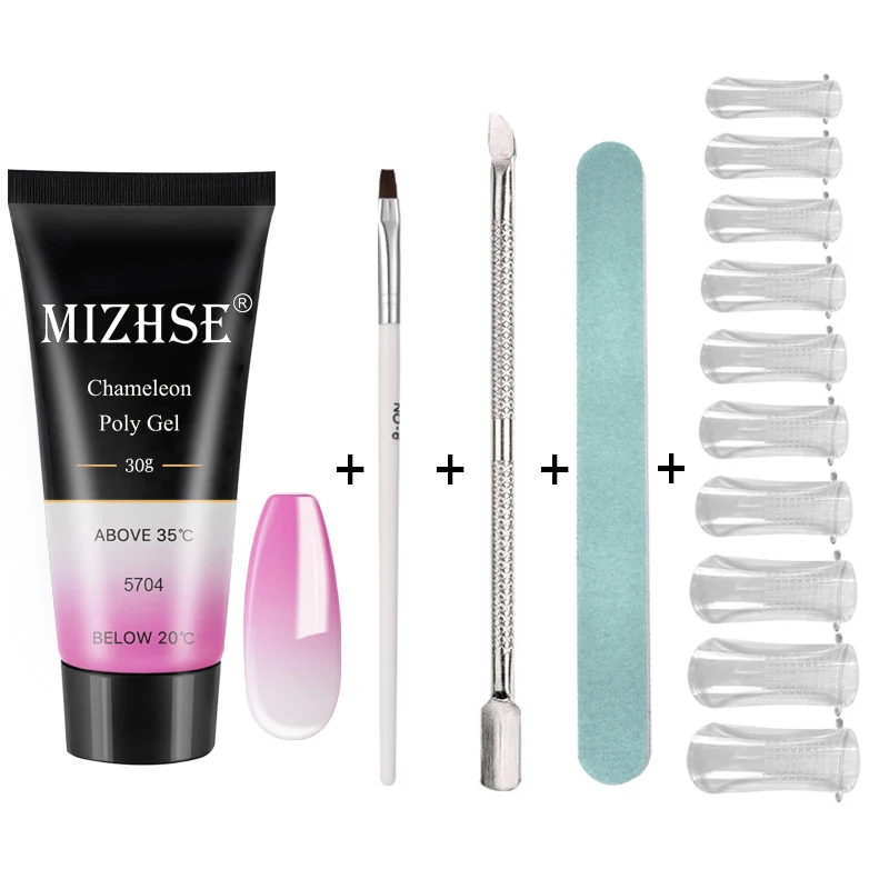 MIZHSE Crystal Jelly Gum Poly Gel Set 30ml Crystal Jelly Builder Nail Finger Extension Hard UV Gel Lacquer Manicure Tips - Цвет: MS-Set03-WB5704