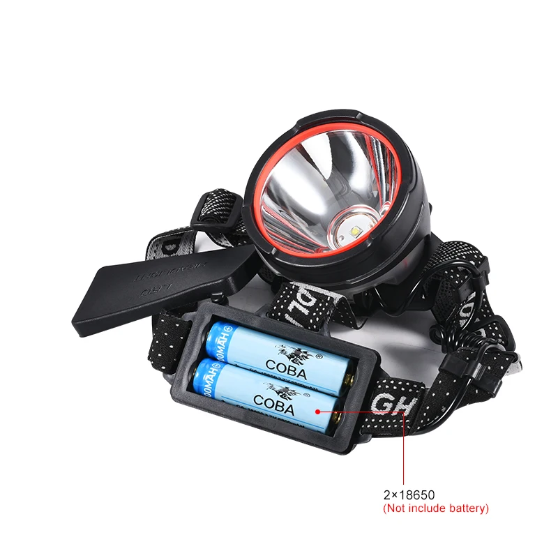 

COBA U2 headlamp waterproof plastic led head light 4 modes 3000LM use 2*18650 battery usb rechargeable portable fishing light