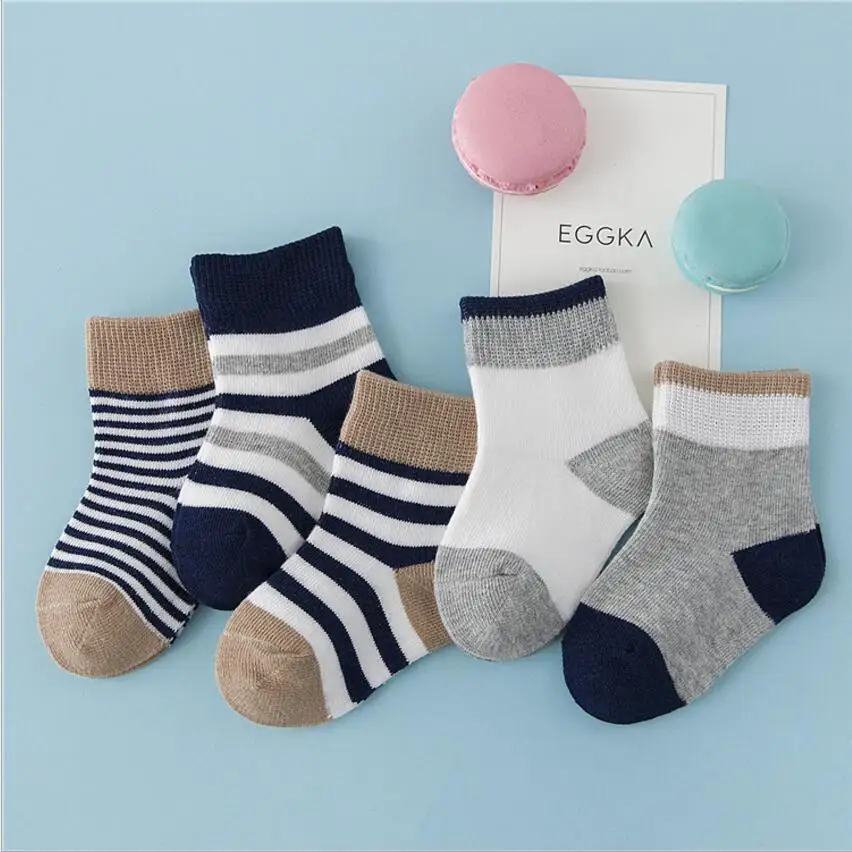 5 Pair Navy 10 шт./5 пар, Детские хлопковые носки на осень, зиму и весну, носки для студентов, носки-тапочки, цветной носок для мальчиков и девочек - Цвет: 5 Pair Navy