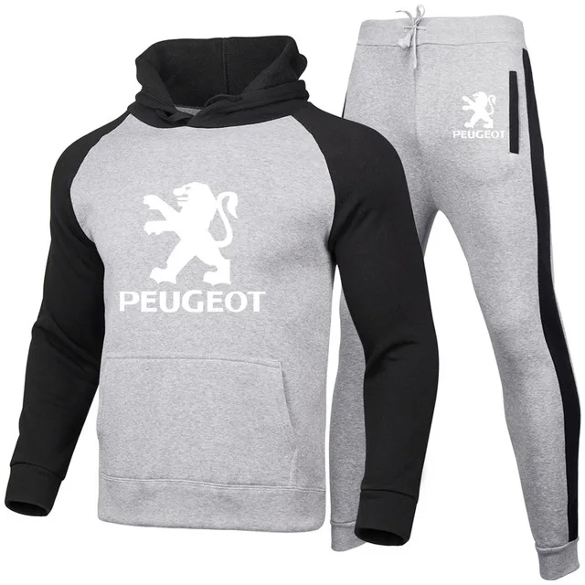 

Spring Autumn Men's Jackets Peugeot Car Logo Printing Casual High Quality Cotton Hoodie Sportswear 2pcs 6 Colors