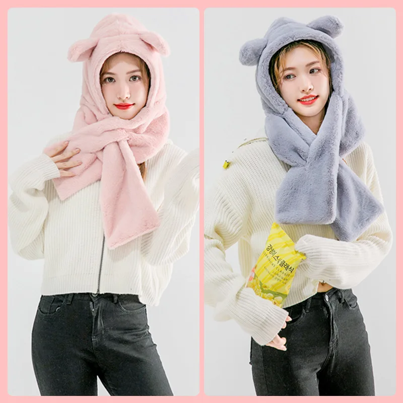 Новинка 2021 шапка и шарф из искусственного кроличьего меха комплект двух